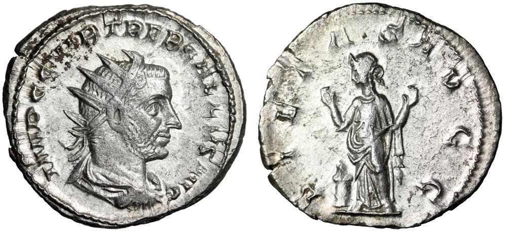 Trebonianus Gallus AR Antoninianus Pietas Hands Raised Good Very Fine