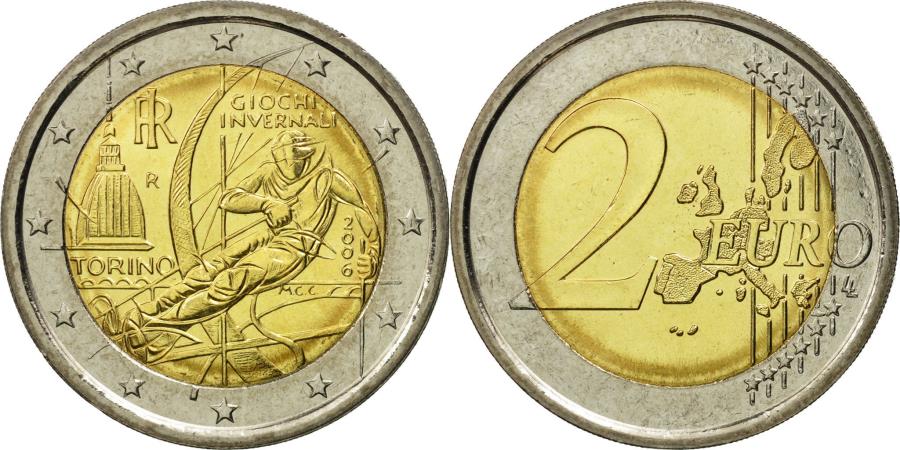 Italy 2 Euro Torino 2006 Bi Metallic KM 246 European Coins