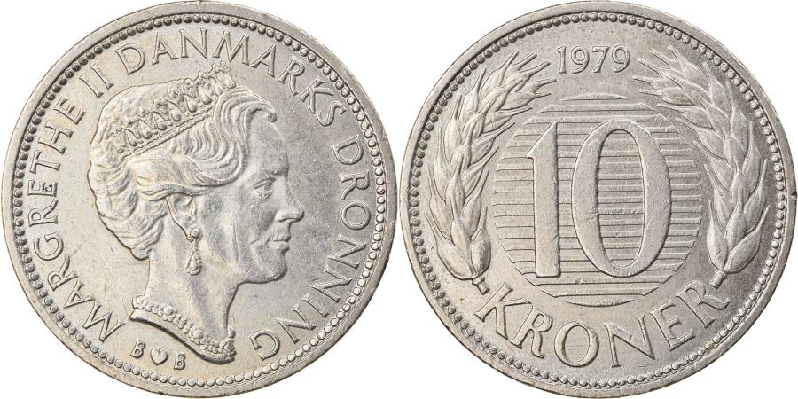 Coin Denmark Margrethe II 10 Kroner 1979 Copenhagen European Coins