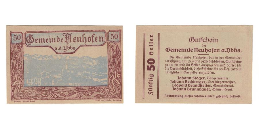 Banknote Austria Neuhofen A D Ybbs N Gemeinde Heller Texte