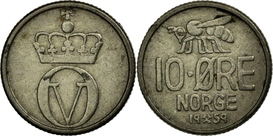 Coin Norway Olav V 10 Öre 1959 Copper nickel KM 411 European