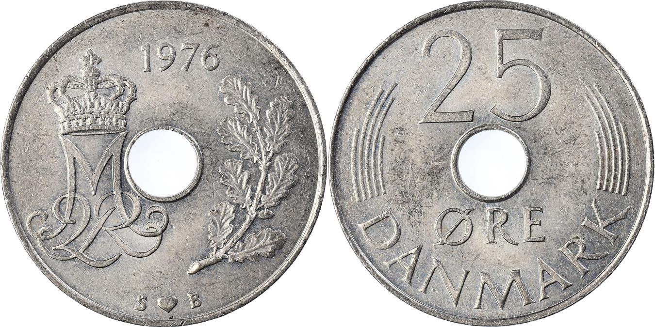 Coin Denmark 25 Öre 1976 European Coins