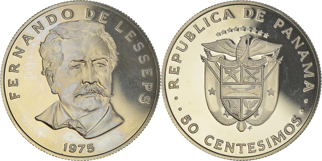 Coin Panama 50 Centesimos 1975 U S Mint Proof Copper Nickel