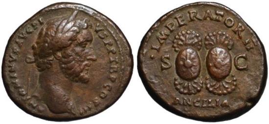 Antoninus Pius Ae As Ancilia Rare Superb Ef Roman Imperial Coins