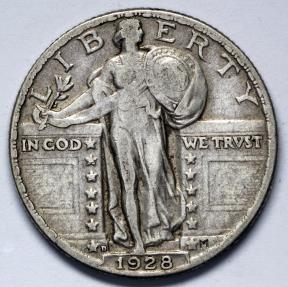 1928 D Standing Liberty Quarter VF Silver Quarters