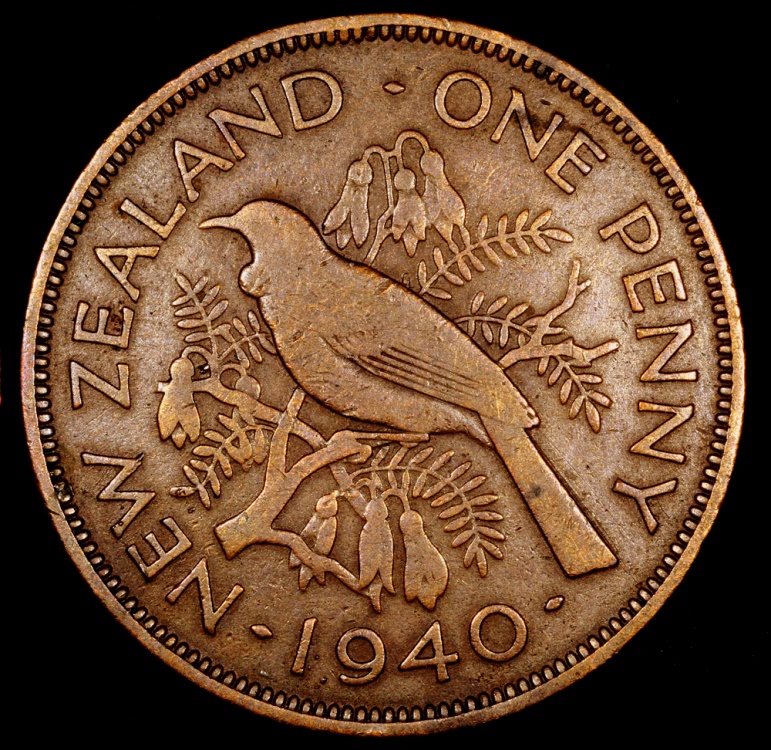 1940 New Zealand 1 Penny VF Australian Oceanian Coins