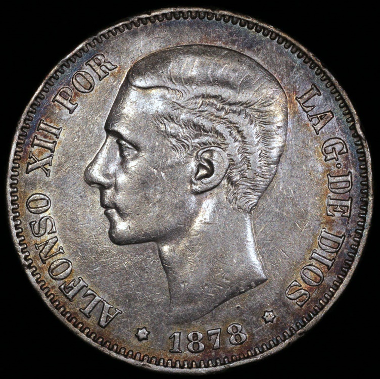 1878 78 DE M Spain 5 Pesetas Alfonso XII AU European Coins