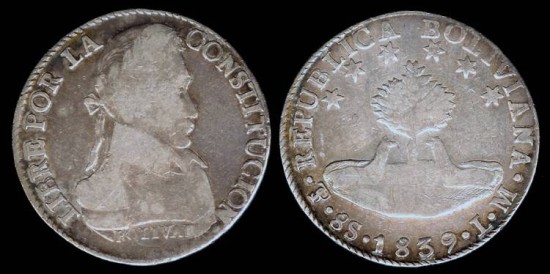 Lm Pts Bolivia Soles Simon Bolivar F South American Coins