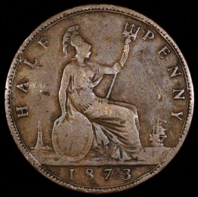 1873 Great Britain 1 2 Penny Victoria F European Coins