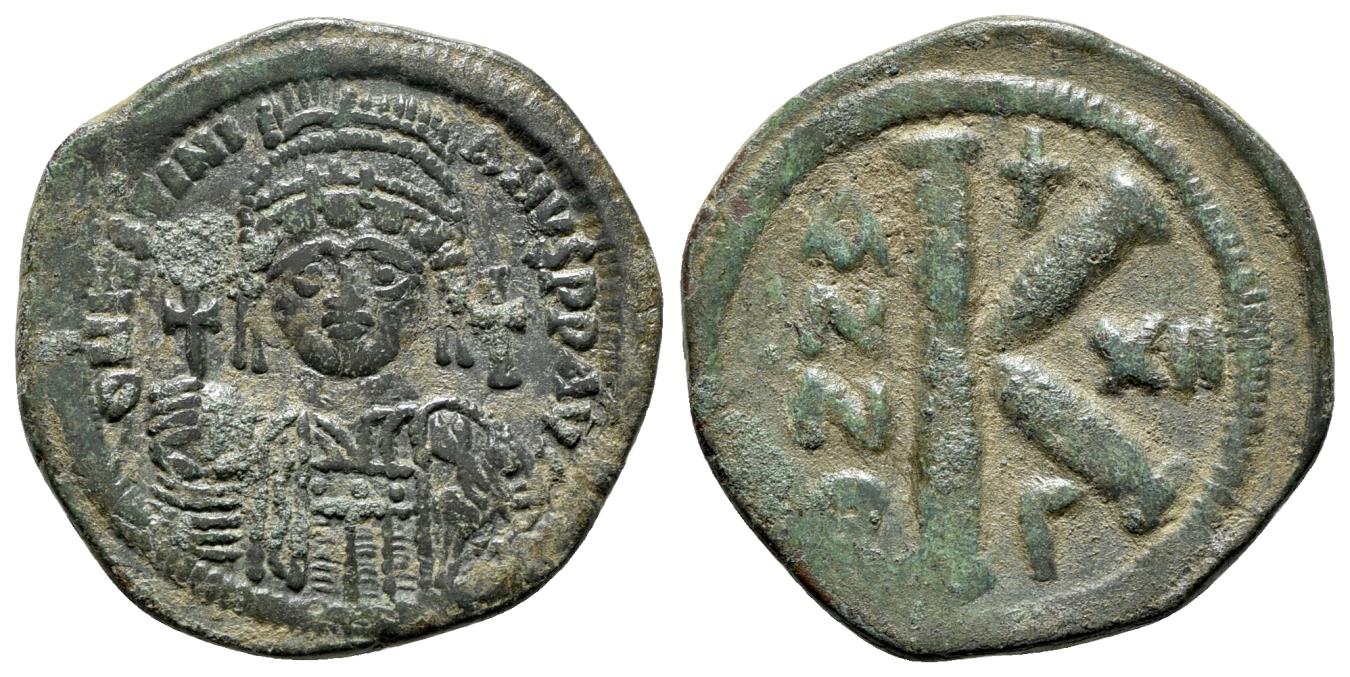 Justinian I 527 565 Æ 20 Nummi Constantinople year 12 Byzantine