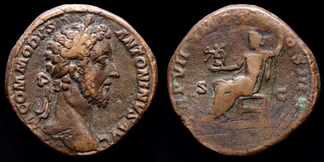 Commodus A D Bronze Sestertius Rome Ad Tr P Vii Imp