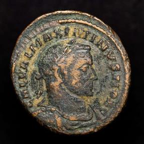 Maximinus Ii Daia As Caesar Ad Ae Follis Lugdunum Genio