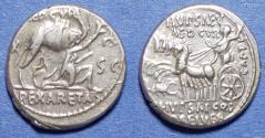 Ancient Coins - Roman Republic, M Aemilius Scaurus & Pub. Plautius Hypsaeus 58 BC, Silver Denarius