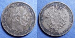 World Coins - Germany, Prussia, Wilhelm I 1876 B, Silver 2 Marks