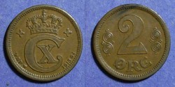 World Coins - Denmark, Christian X 1913, 2 Ore