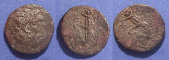 Ancient Coins - Kyrene Koinon, Kyrenaica Circa 250 BC, AE Overstrike