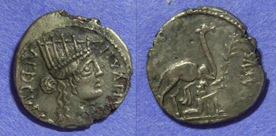 Ancient Coins - Roman Republic – Fourree Denarius – 55 BC