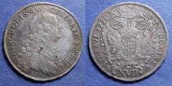 World Coins - Austria, Franz I 1751 KB, Silver 17 Kreuzer
