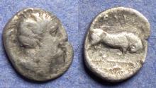 Ancient Coins - Lucania, Thouroi 350-281 BC, Silver Diobol