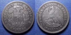 World Coins - Chile,  1882, Silver Peso