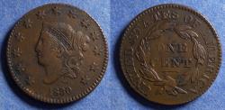 Us Coins - United States,  1830 Large letters,  Coronet Cent