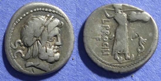 Ancient Coins - Roman Republic, L Procilius 80 BC, Denarius