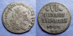 World Coins - Sweden - Pomerania, Adolf Fredrik 1761 DL, Silver 1/6 Thaler