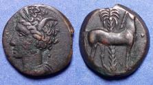 Ancient Coins - Zeugitania, Carthage 400-350 BC, Bronze AE15