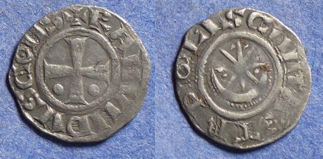 World Coins - Crusader Tripoli, Raymond II and III Struck 1149-64, Billon Denier