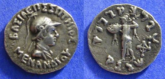 Ancient Coins - Bactrian Kingdom - Menander 160-145 BC - Drachm
