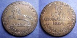 World Coins - Germany, Hannover, George IV 1824, Silver 16 Gute Groschen
