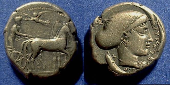Ancient Coins - Syracuse Sicily - Tetradrachm Circa 420 BC