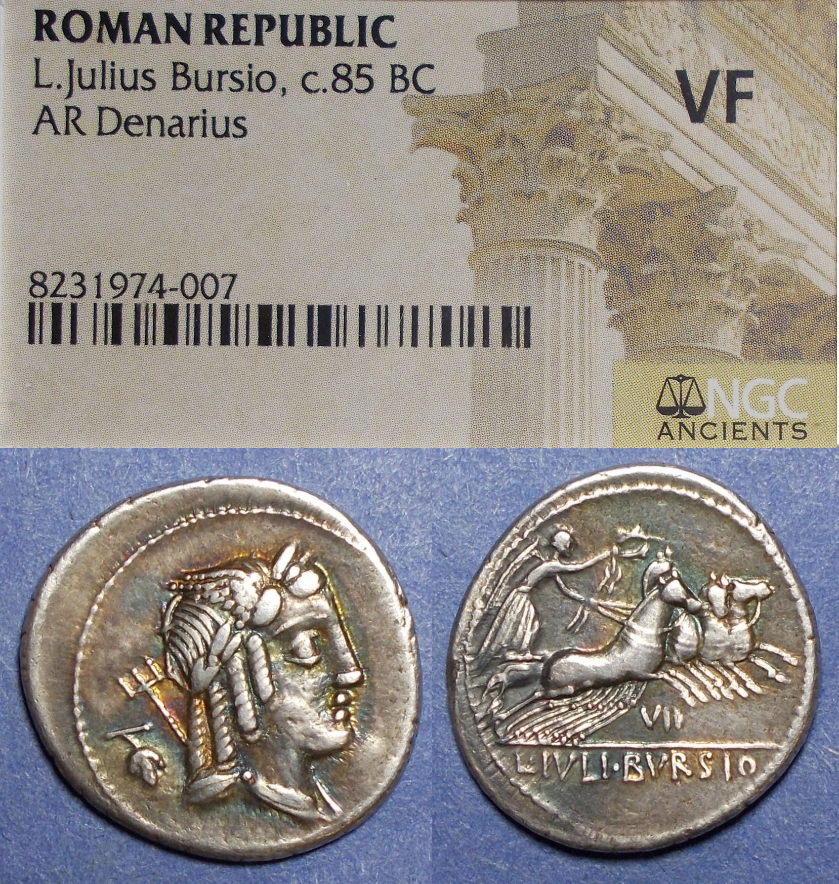 Roman Republic, L Julius Bursio 85 BC, Silver Denarius | Roman ...