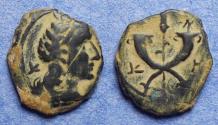 Ancient Coins - Nabatea, Syllaeus & Aretas IV 9-6 BC, Bronze AE12
