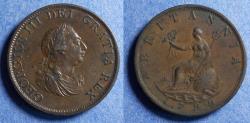 World Coins - United Kingdom, George III 1799, Copper Half Penny