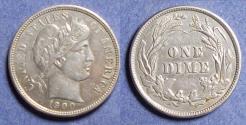 Us Coins - United States,  1900,  Barber Dime AU50