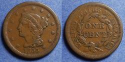 Us Coins - United States,  1855 Upright 5's,  Braided Hair Cent