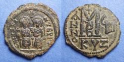 Ancient Coins - Byzantine Empire, Justin II 565-578, Bronze Follis