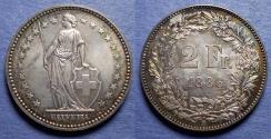 World Coins - Switzerland,  1886 B, Silver 2 Franc