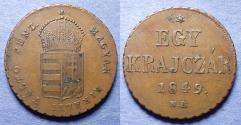 World Coins - Hungary, War of Independence 1849 NB, Copper 1 Krajczar