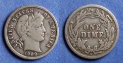 Us Coins - United States,  1909-S,  Barber Dime