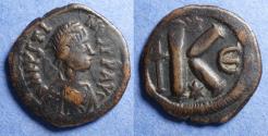 Ancient Coins - Byzantine Empire, Justin I 518-27, Bronze Half Follis