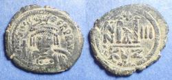 Ancient Coins - Byzantine Empire, Maurice Tiberius 582-602, Bronze Follis