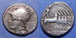 Ancient Coins - Roman Republic, M Baebius Q f Tampilus 137 BC, Silver Denarius