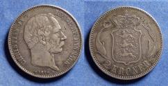 World Coins - Denmark, Christian IX 1876, Silver 2 Kroner