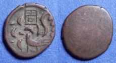 World Coins - Cambodia, Norodom I 1847 (ND), Copper-Billon 2 pe