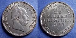 World Coins - Germany, Prussia, Friedrich Wilhelm IV 1863 A, Silver 2 1/2 Groschen
