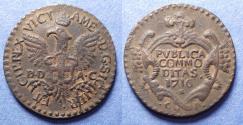 World Coins - Italy, Palermo, Vittorio Amedeo II 1716, Bronze Grano