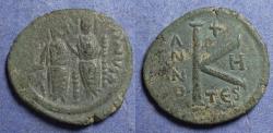 Ancient Coins - Byzantine Empire, Justin II 565-578, Military mint Bronze Half Follis