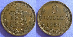 World Coins - Guernesey - 8 Doubles -1858 XF